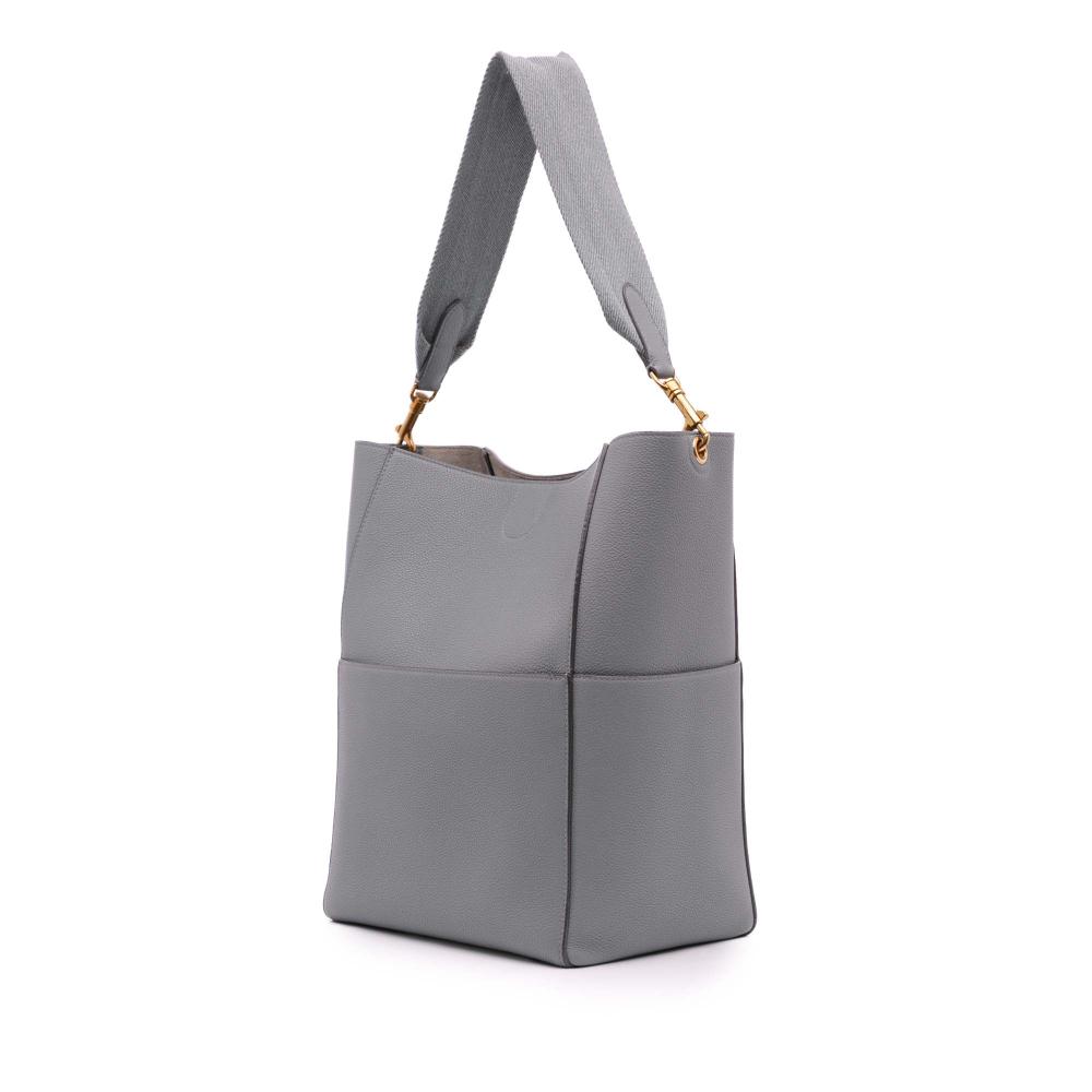 Celine B Celine Gray Calf Leather Medium Seau Sangle Bucket Bag Italy