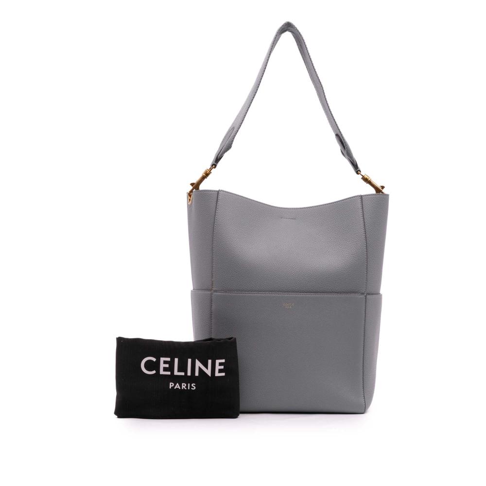 Celine B Celine Gray Calf Leather Medium Seau Sangle Bucket Bag Italy