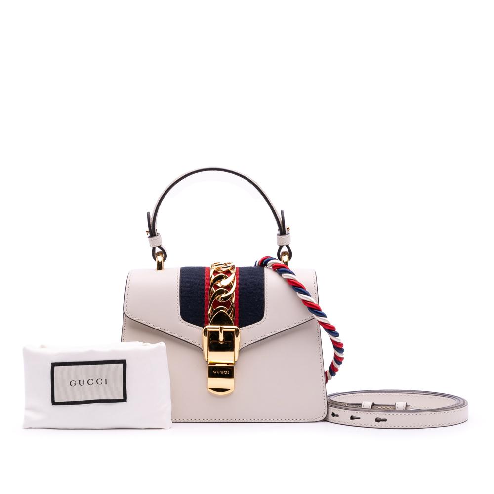 Gucci AB Gucci White Calf Leather Mini skin Sylvie Satchel Italy