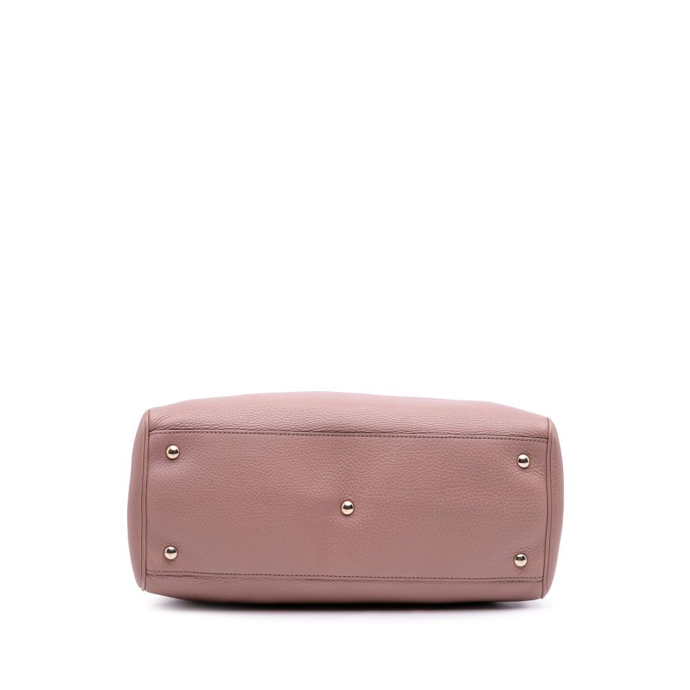 Gucci B Gucci Pink Calf Leather Medium skin Bamboo Shopper Satchel Italy