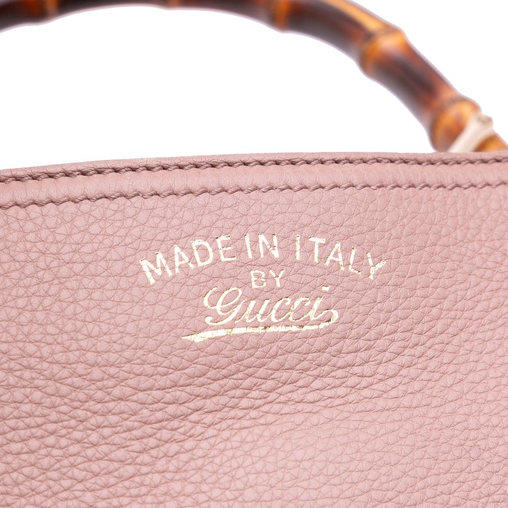 Gucci B Gucci Pink Calf Leather Medium skin Bamboo Shopper Satchel Italy