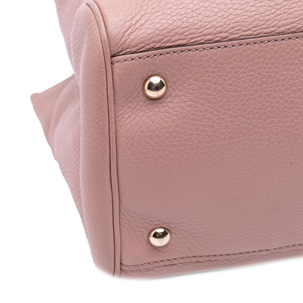 Gucci B Gucci Pink Calf Leather Medium skin Bamboo Shopper Satchel Italy