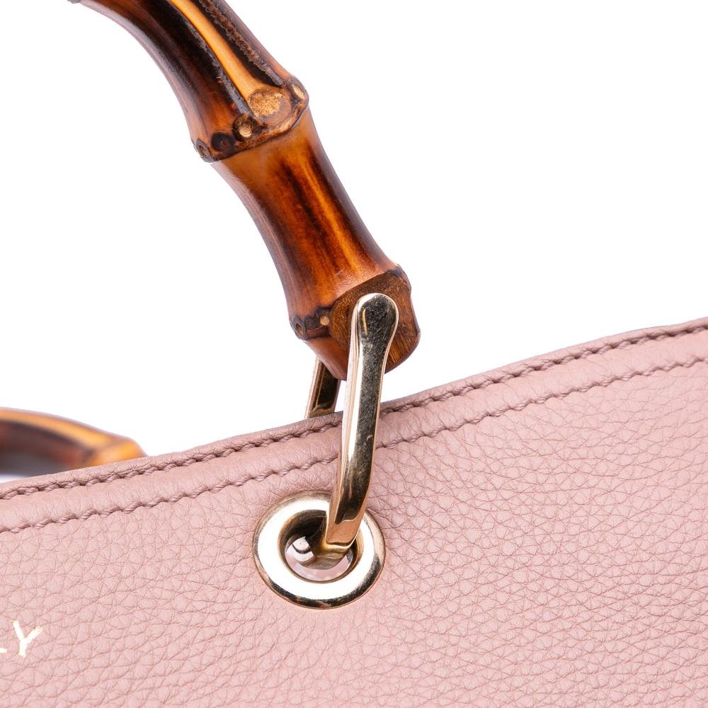 Gucci B Gucci Pink Calf Leather Medium skin Bamboo Shopper Satchel Italy