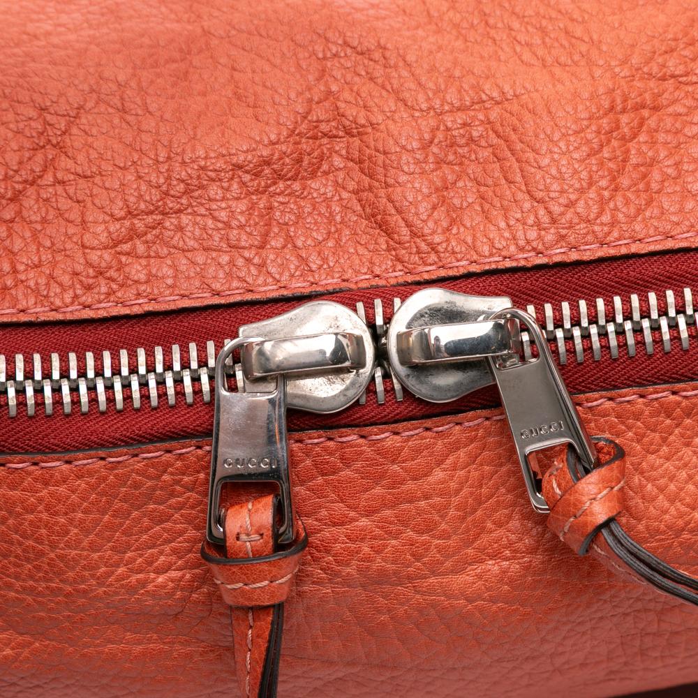 Gucci B Gucci Orange Calf Leather Medium Bamboo Bar Tote Italy