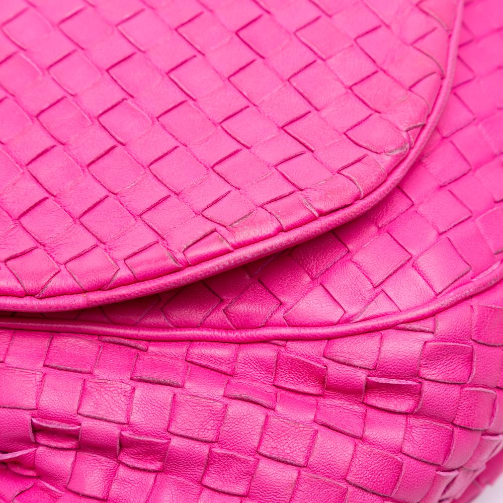 Bottega Veneta B Bottega Veneta Pink Hot Pink Nappa Leather Leather Nappa Intrecciato Flap Crossbody Italy