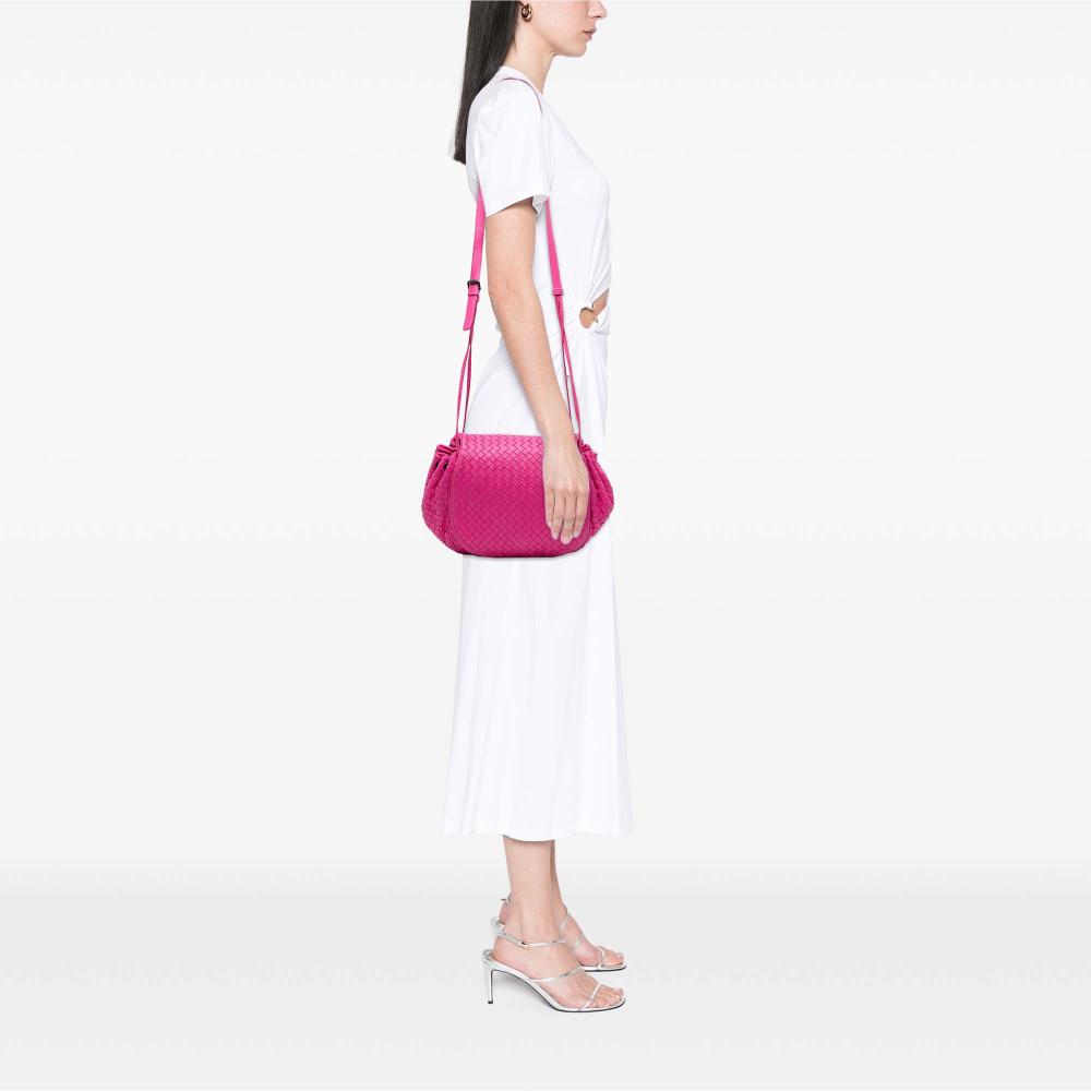 Bottega Veneta B Bottega Veneta Pink Hot Pink Nappa Leather Leather Nappa Intrecciato Flap Crossbody Italy