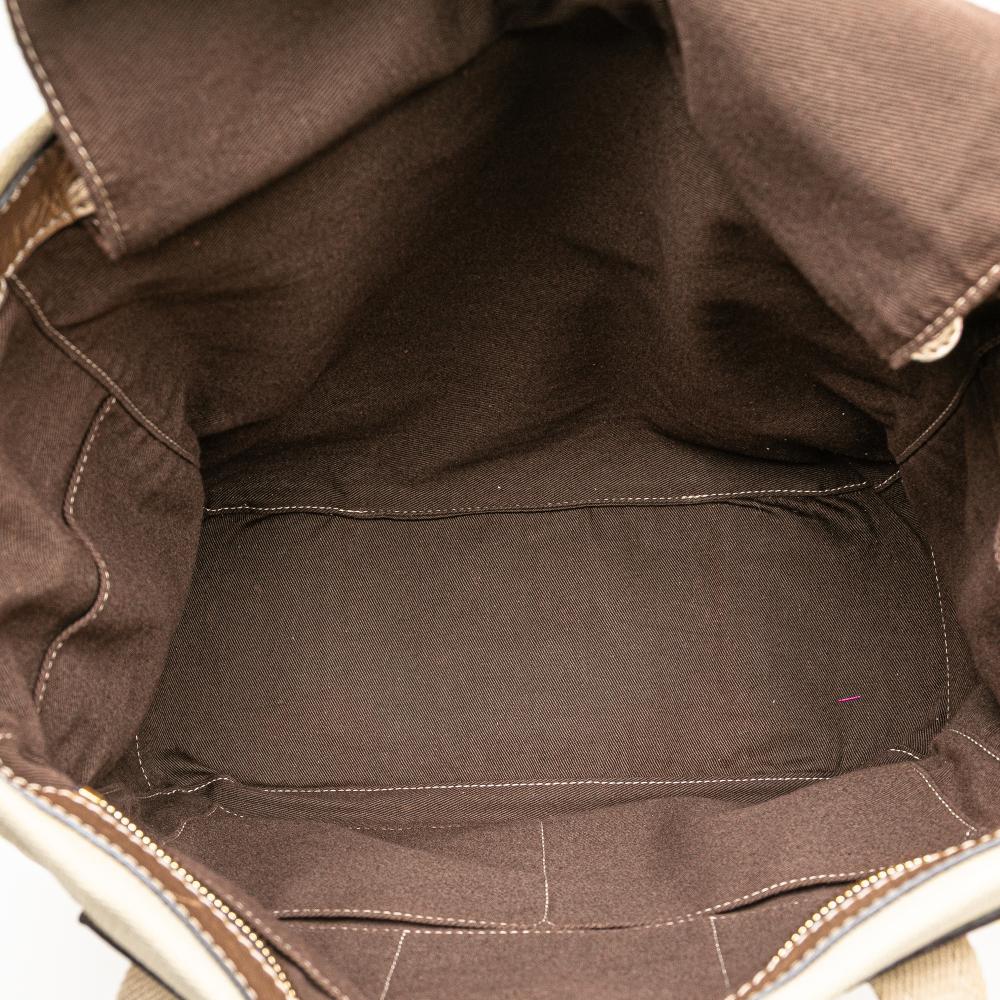 Loewe B LOEWE Brown Beige Canvas Fabric Anagram Satchel China