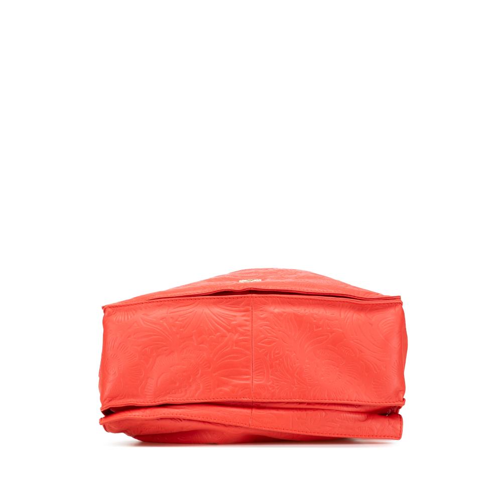 Loewe B LOEWE Red Calf Leather Embossed Flamenco Tassel Crossbody Spain