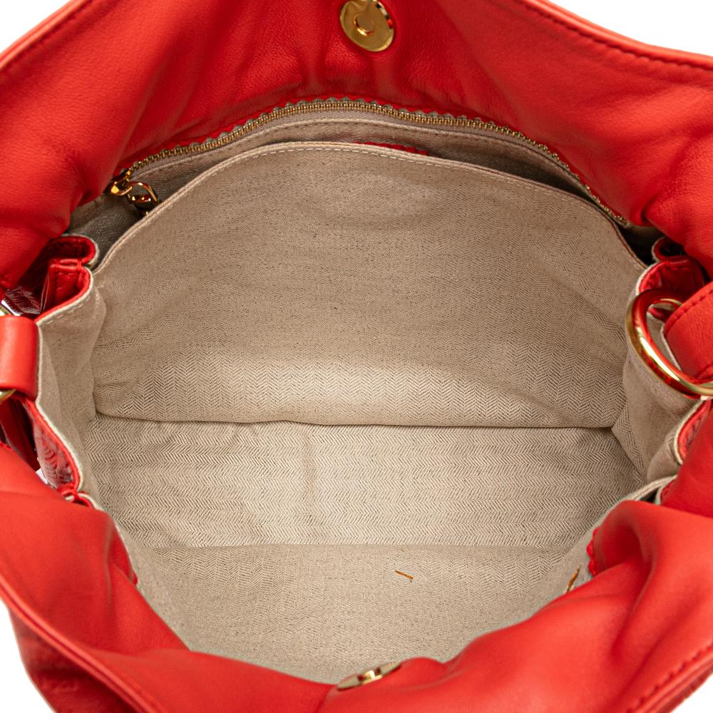 Loewe B LOEWE Red Calf Leather Embossed Flamenco Tassel Crossbody Spain