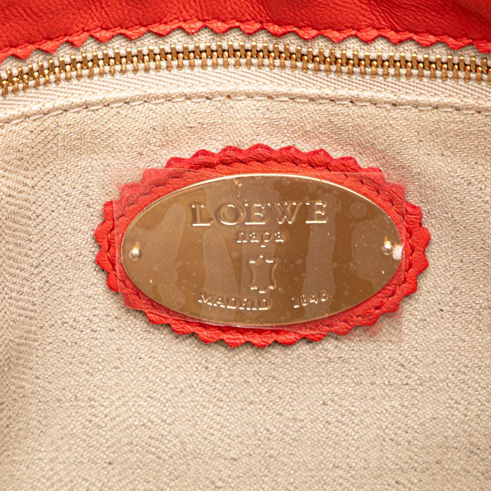 Loewe B LOEWE Red Calf Leather Embossed Flamenco Tassel Crossbody Spain