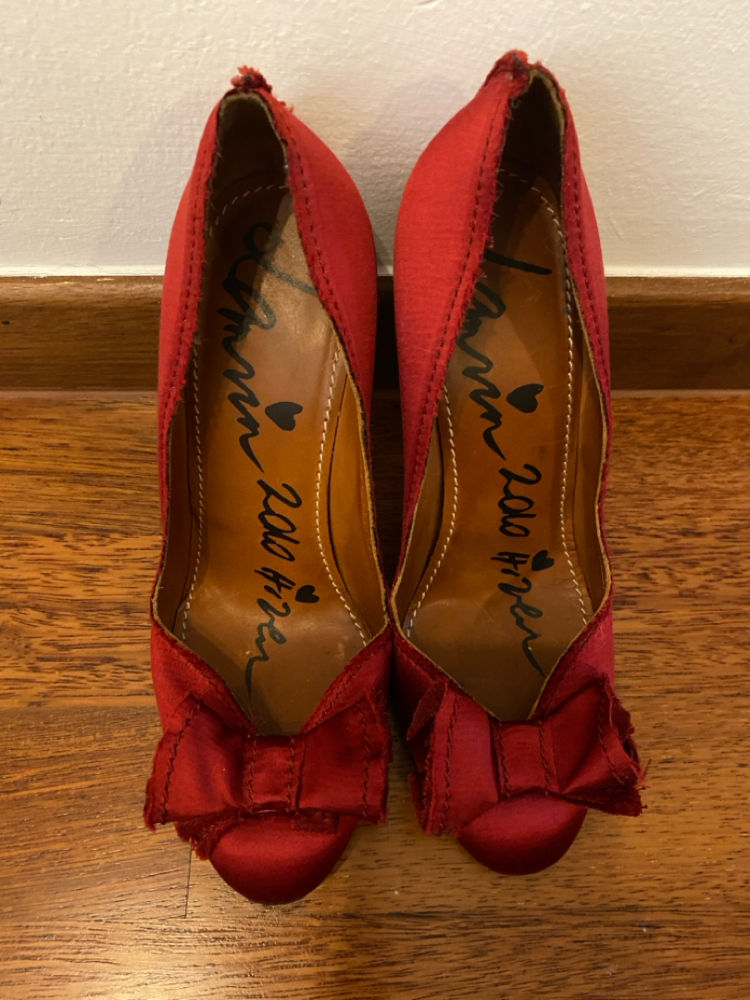 Lanvin Rote Seidenschleifen-Pumps