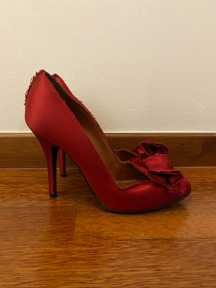 Lanvin Rote Seidenschleifen-Pumps