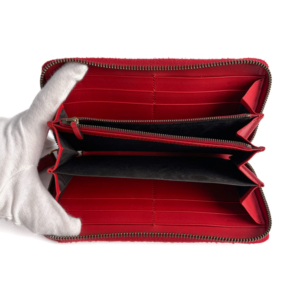 Gucci Cherry Canvas Long Zip Around Wallet GG Supreme