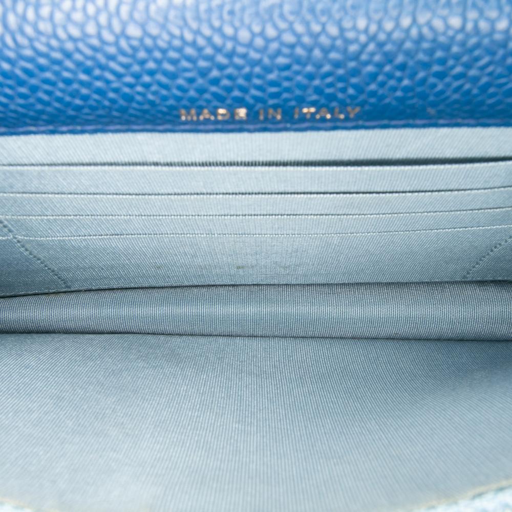 Chanel Blue Paris Cuba Square Quilted Caviar Thread Around Wallet On Chain Italy