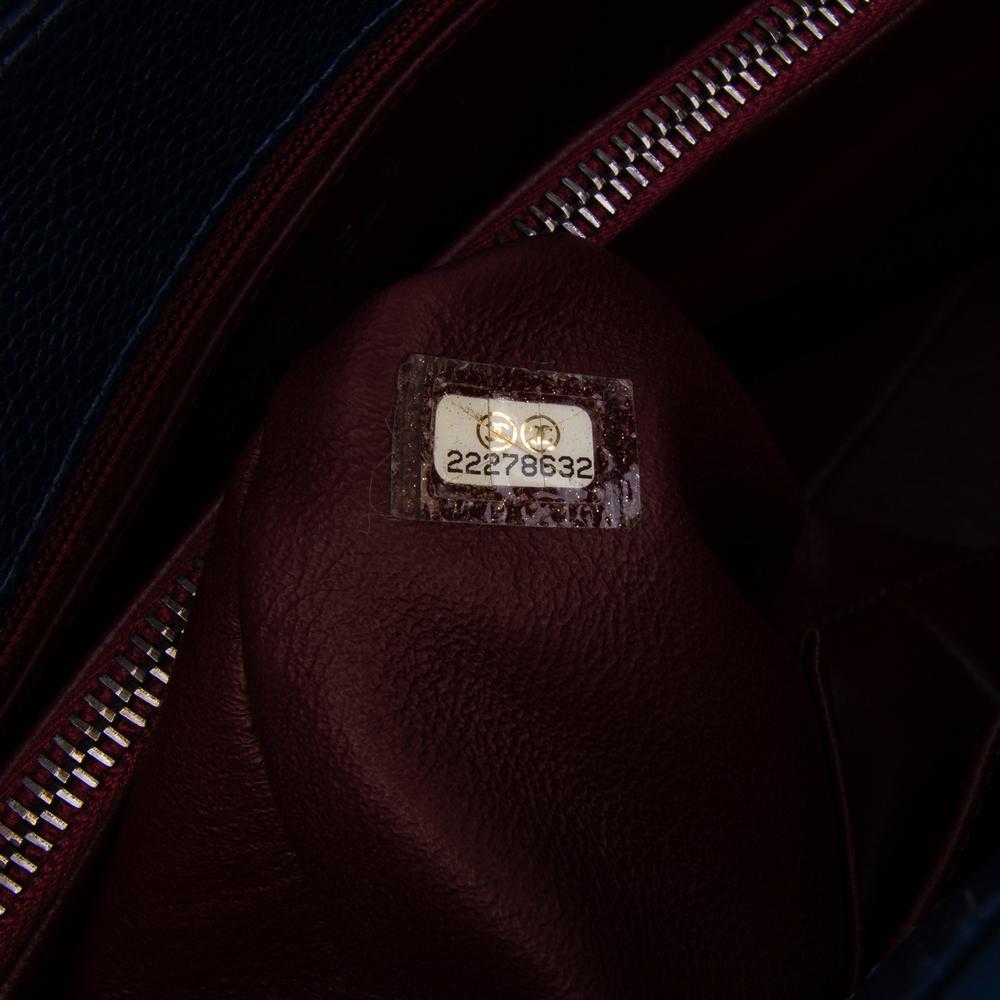 Chanel Blue Dark Blue Caviar Leather Leather Large Caviar and Tweed Coco Break Shopping Tote Italy