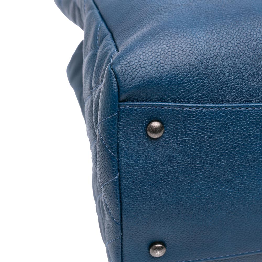 Chanel Blue Dark Blue Caviar Leather Leather Large Caviar and Tweed Coco Break Shopping Tote Italy