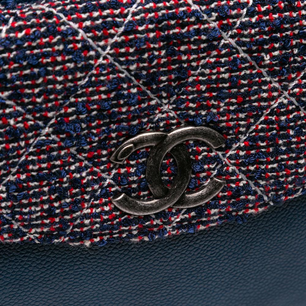 Chanel Blue Dark Blue Caviar Leather Leather Large Caviar and Tweed Coco Break Shopping Tote Italy