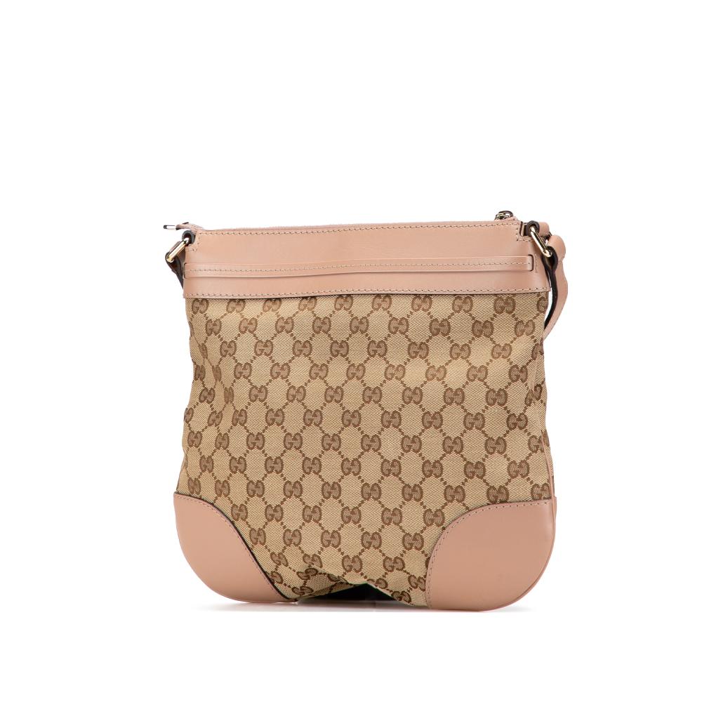 Gucci B Gucci Brown Beige Canvas Fabric GG Mayfair Crossbody Italy