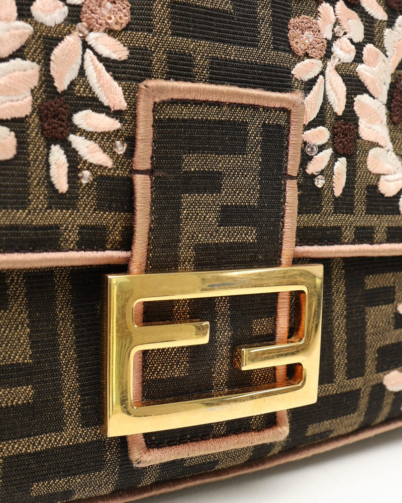 Fendi Zucca Embroidered Baguette Bag