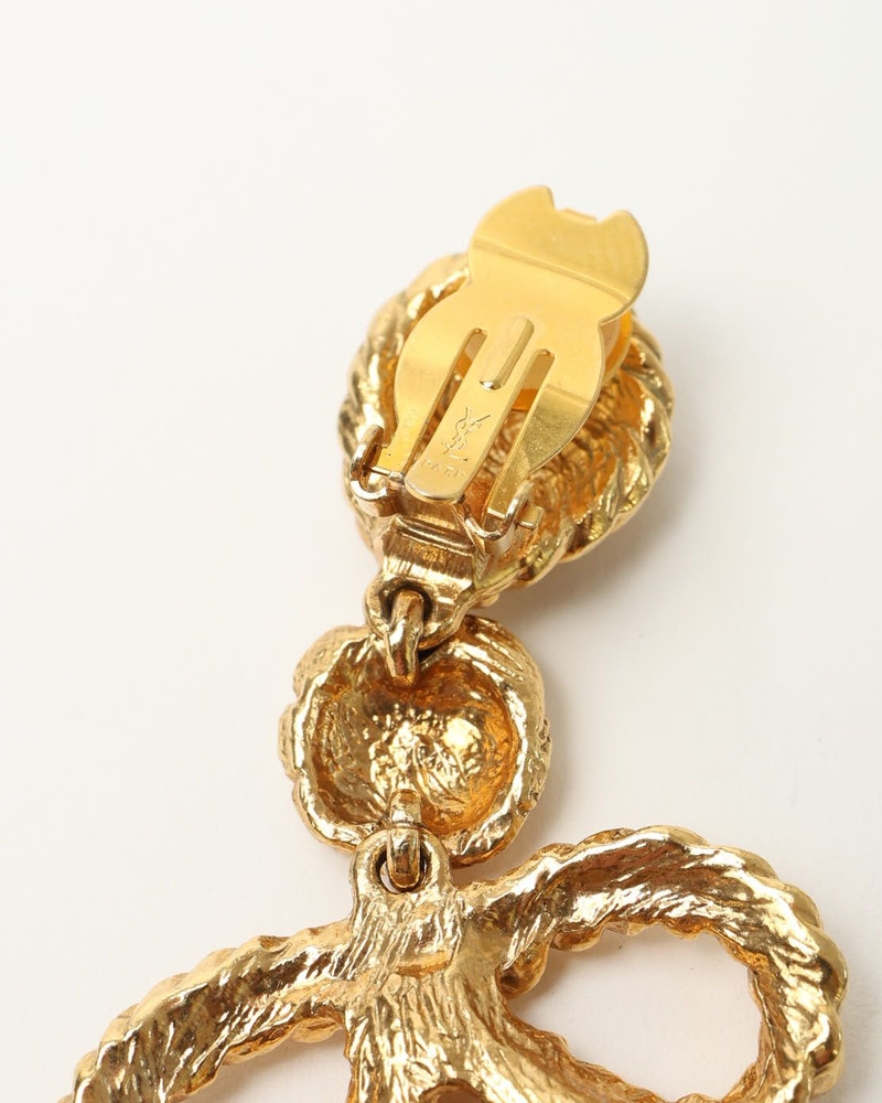 Saint Laurent Gold-tone Dangling Clip-on Earrings