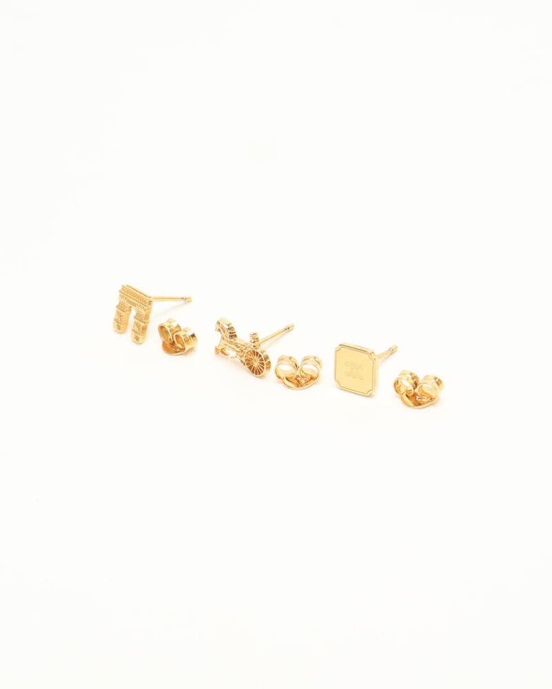 Celine Céline 3-piece set, Horse Carriage, Triomphe and Logo Earrings