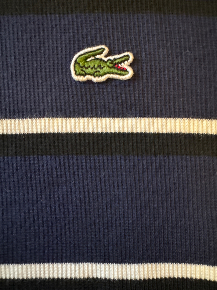 Lacoste Blue fitted striped zip polo