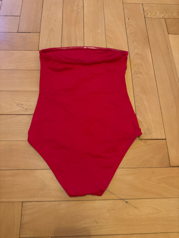 Eres Strapless one piece Red with pink and purple design