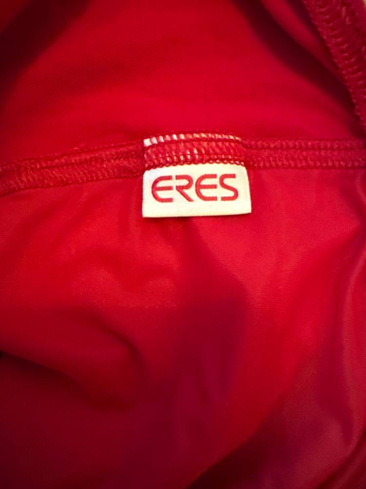 Eres Strapless one piece Red with pink and purple design