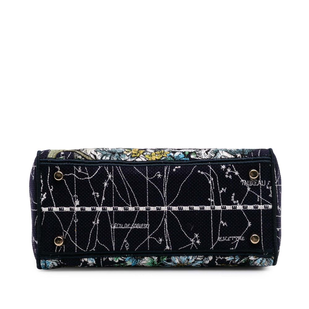 Christian Dior B Dior Blue Navy Canvas Fabric Medium Embroidered Zodiac Lady D Lite Italy