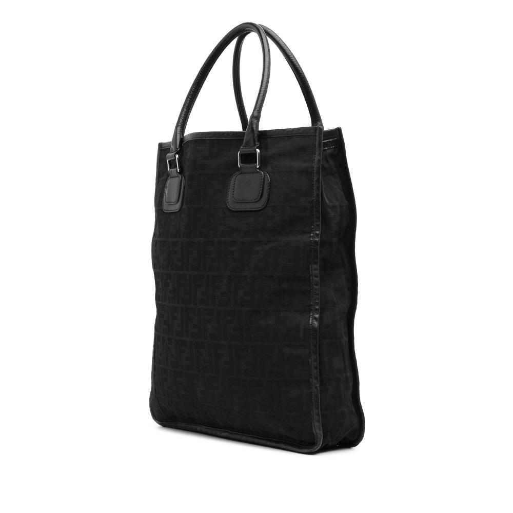 Fendi B Fendi Black Canvas Fabric Zucca Tall Tote Italy