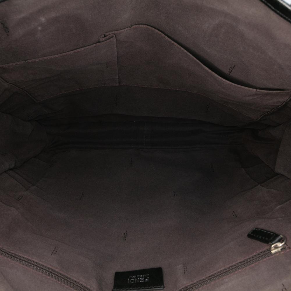 Fendi B Fendi Black Canvas Fabric Zucca Tall Tote Italy