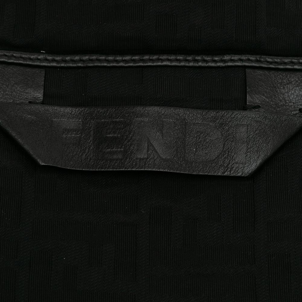 Fendi B Fendi Black Canvas Fabric Zucca Tall Tote Italy
