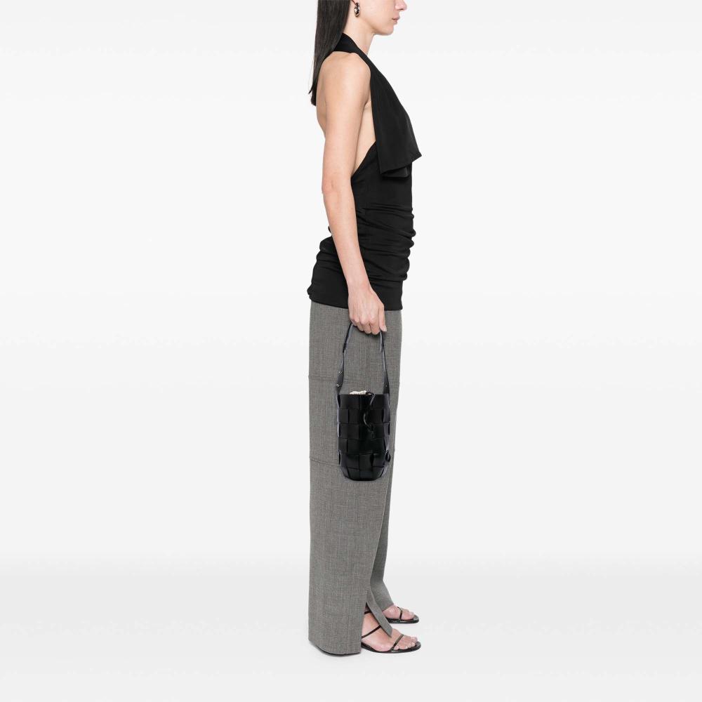 Bottega Veneta B Bottega Veneta Black Nappa Leather Leather Nappa Intrecciato Casette Lantern Bucket Italy