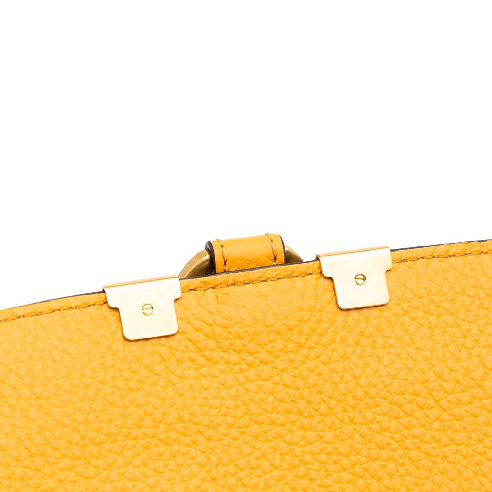 Chloé B Chloé Brown Beige with Yellow Mustard Raffia Natural Material Medium Marcie Basket Tote Spain