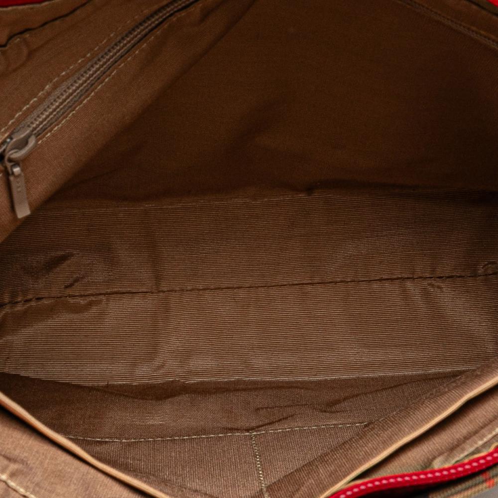 Burberry B Burberry Brown Beige with Red Canvas Fabric Haymarket Check Handbag United Kingdom