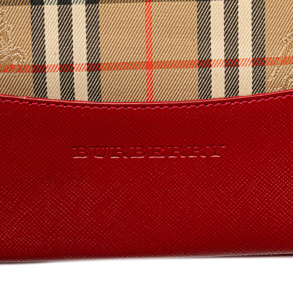 Burberry B Burberry Brown Beige with Red Canvas Fabric Haymarket Check Handbag United Kingdom
