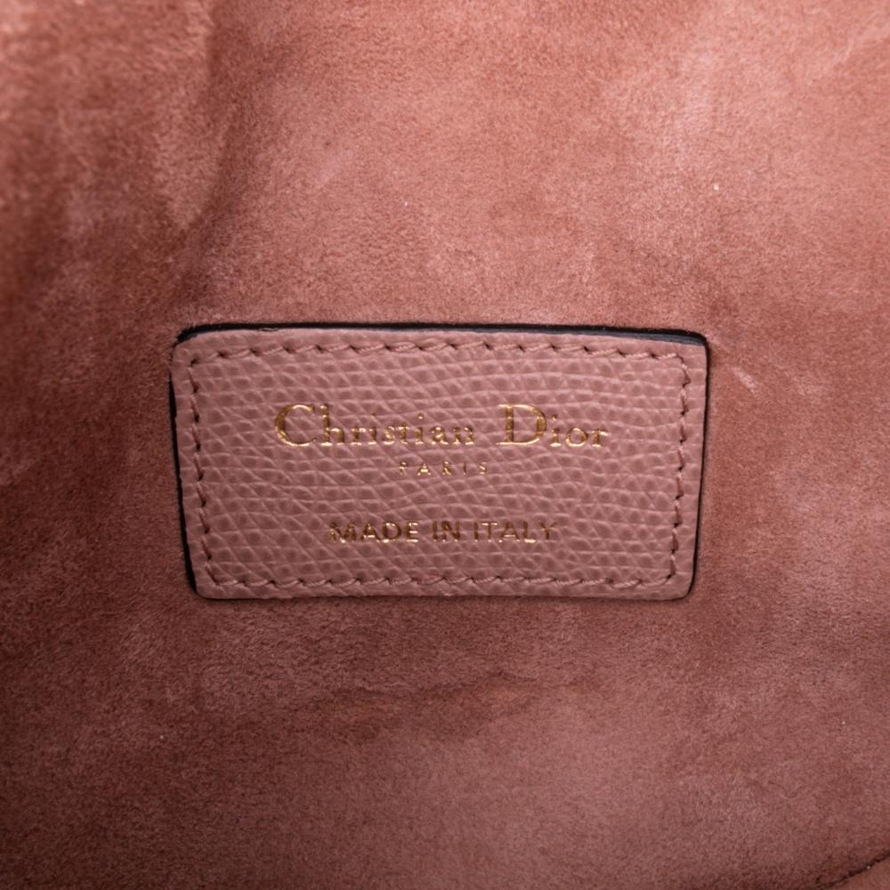 Christian Dior B Dior Pink Blush Calf Leather Grained skin Saddle Belt Bag Italy