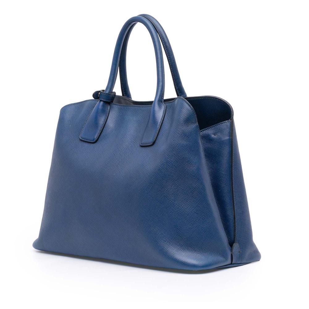 Prada B Prada Blue Saffiano Leather Cuir Open Promenade Satchel Italy