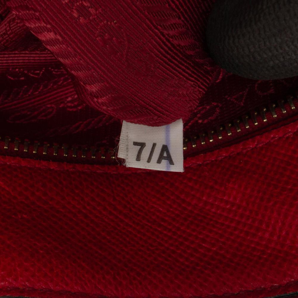 Prada B Prada Red Saffiano Leather Medium Dome Satchel Italy
