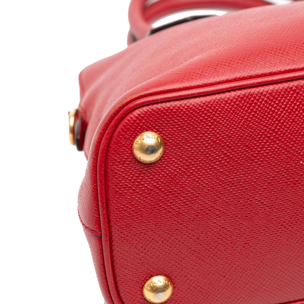 Prada B Prada Red Saffiano Leather Medium Dome Satchel Italy