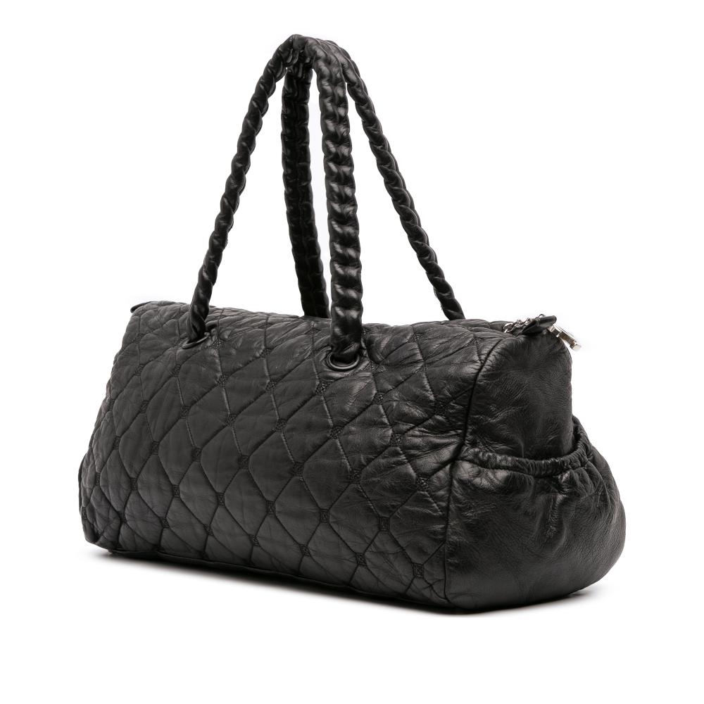 Chanel B Chanel Black Lambskin Leather Leather Quilted Lambskin Hidden Chain Bowler Bag Italy