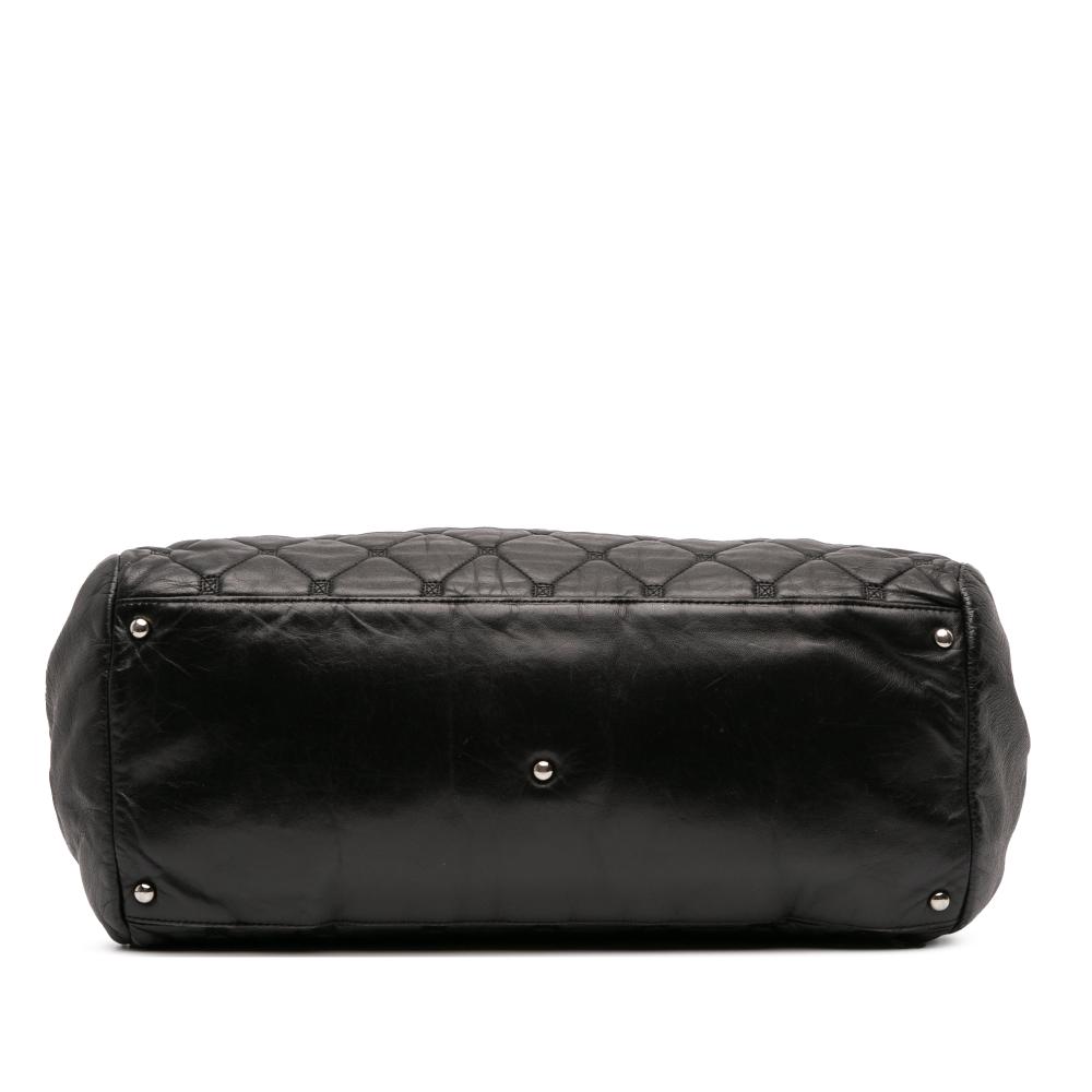 Chanel B Chanel Black Lambskin Leather Leather Quilted Lambskin Hidden Chain Bowler Bag Italy