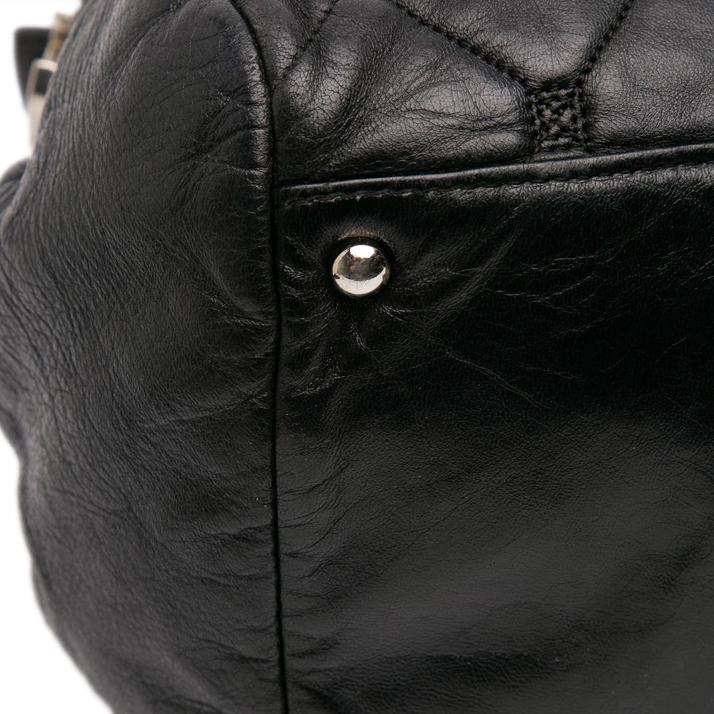 Chanel B Chanel Black Lambskin Leather Leather Quilted Lambskin Hidden Chain Bowler Bag Italy