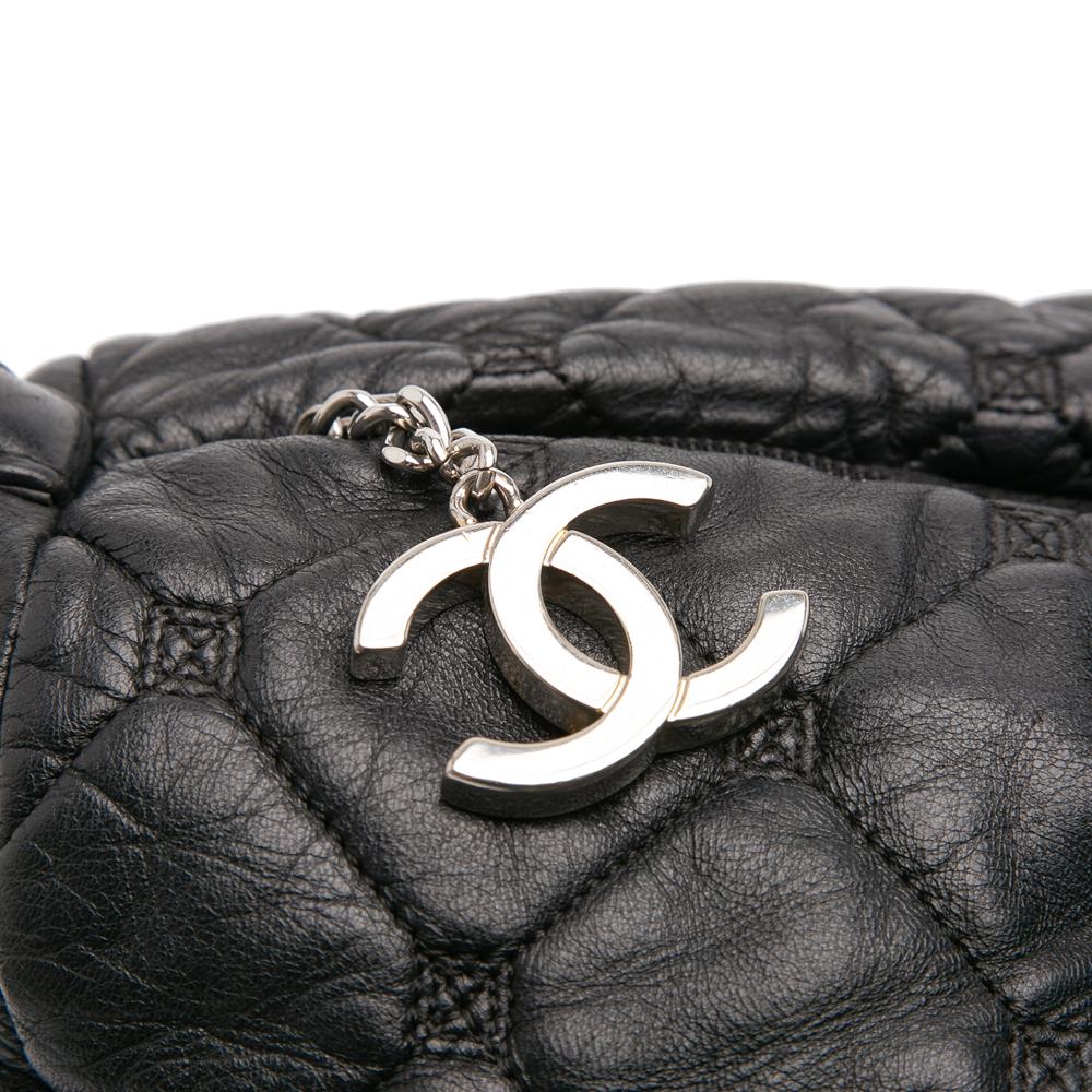 Chanel B Chanel Black Lambskin Leather Leather Quilted Lambskin Hidden Chain Bowler Bag Italy