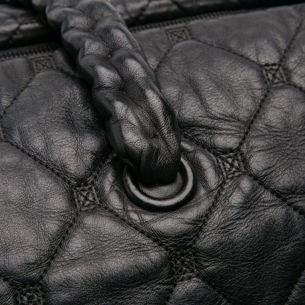 Chanel B Chanel Black Lambskin Leather Leather Quilted Lambskin Hidden Chain Bowler Bag Italy
