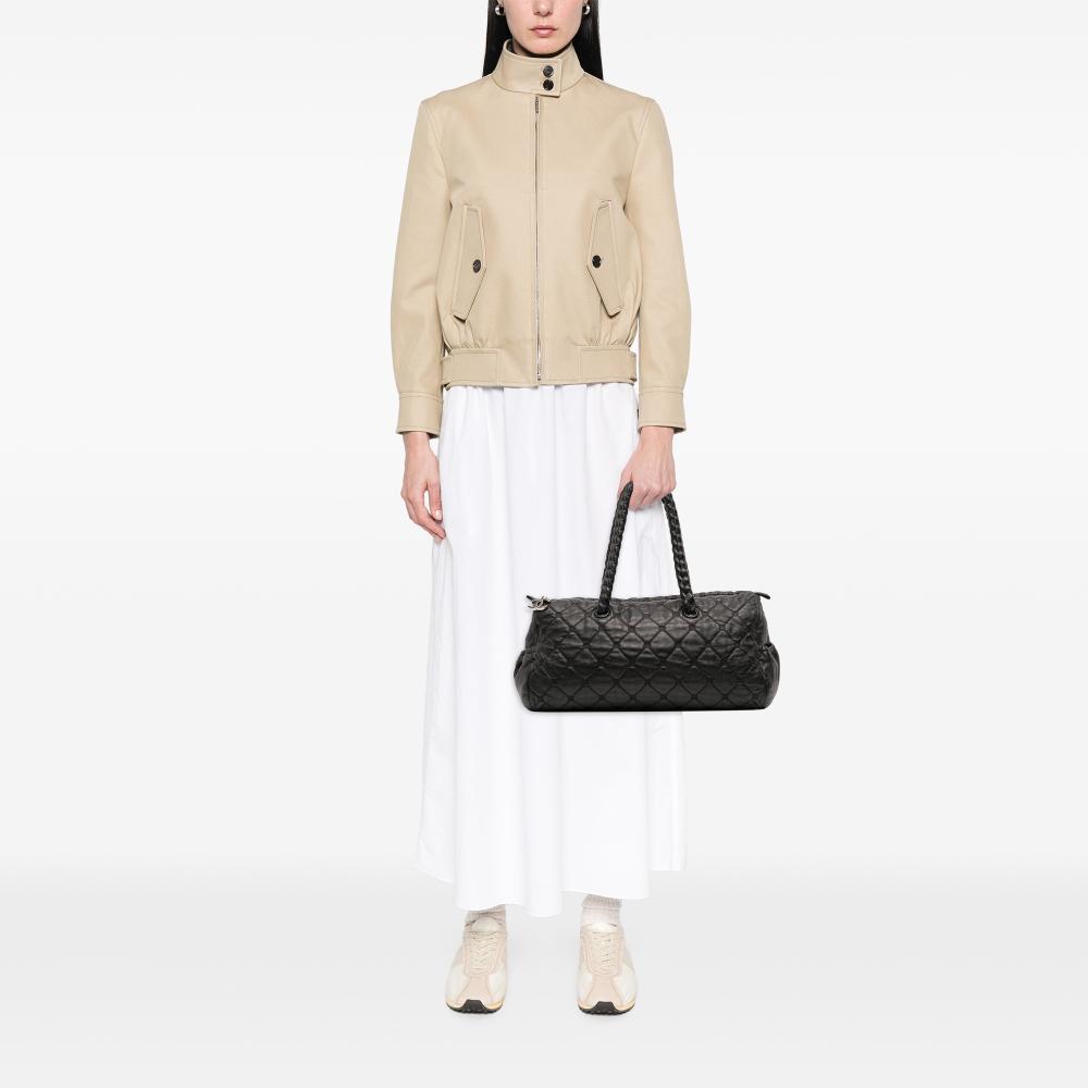 Chanel B Chanel Black Lambskin Leather Leather Quilted Lambskin Hidden Chain Bowler Bag Italy