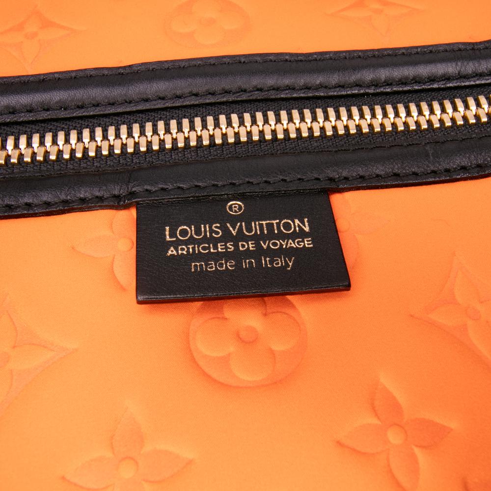 Louis Vuitton B Louis Vuitton Orange with Black Chemical Fiber Fabric Monogram Embossed Neoprene Scuba MM Italy