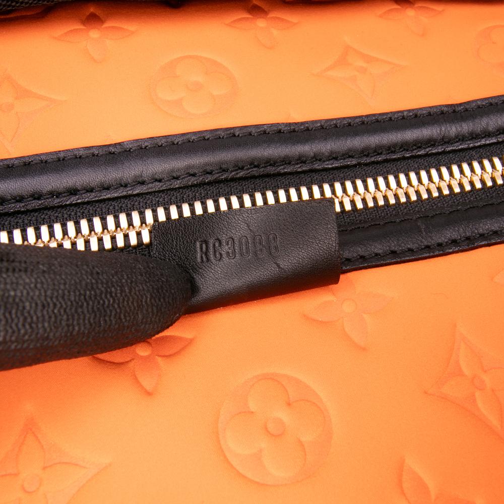 Louis Vuitton B Louis Vuitton Orange with Black Chemical Fiber Fabric Monogram Embossed Neoprene Scuba MM Italy