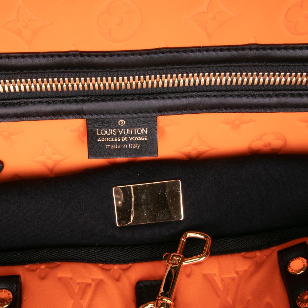 Louis Vuitton B Louis Vuitton Orange with Black Chemical Fiber Fabric Monogram Embossed Neoprene Scuba MM Italy