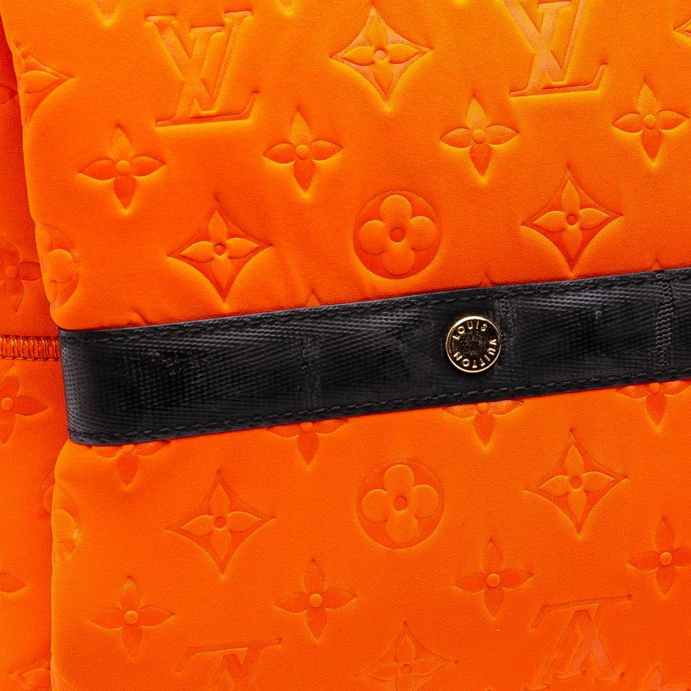 Louis Vuitton B Louis Vuitton Orange with Black Chemical Fiber Fabric Monogram Embossed Neoprene Scuba MM Italy